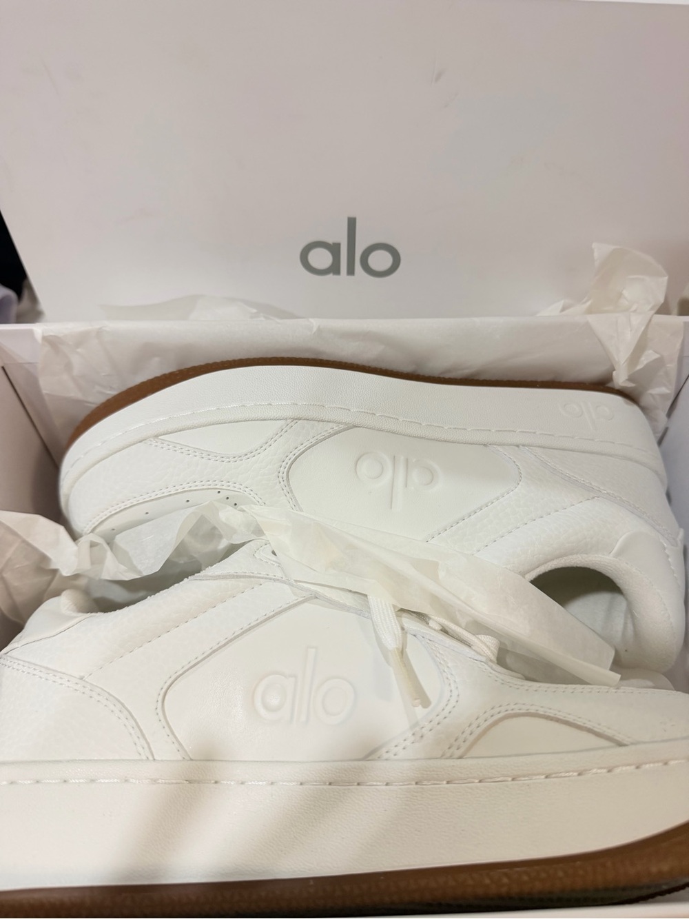 ALO Yoga Women’s White Sneakers with Gum Sole